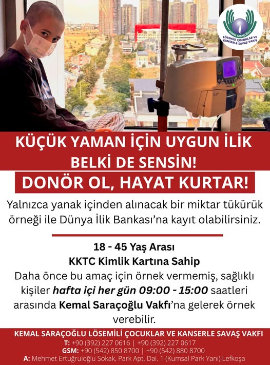 Kemal Saraçoğlu Vakfı’ndan küçük Yaman için ilik donörü çağrısı!